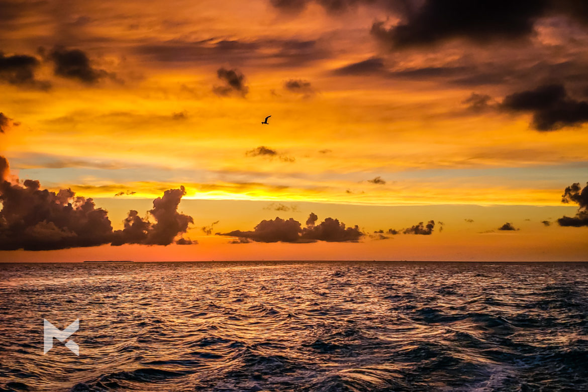 Pôr-do-sol visto de Key West, no sul da Flórida.