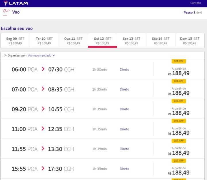 Promoção de passagem aérea