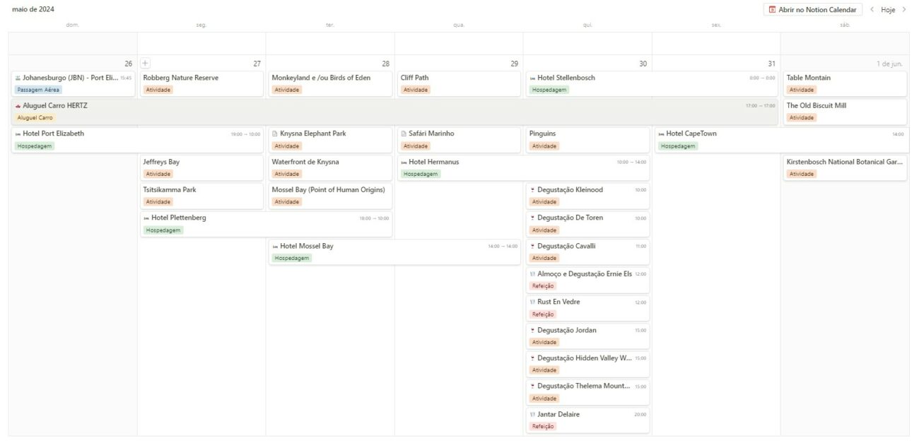 Calendário Roteiro Personalizado Mapa de Viajante